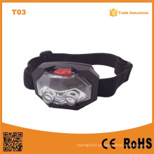 T03 1red LED + 2 LED de plástico linterna impermeable al aire libre Camping cabeza antorcha 3 * AAA batería LED faro